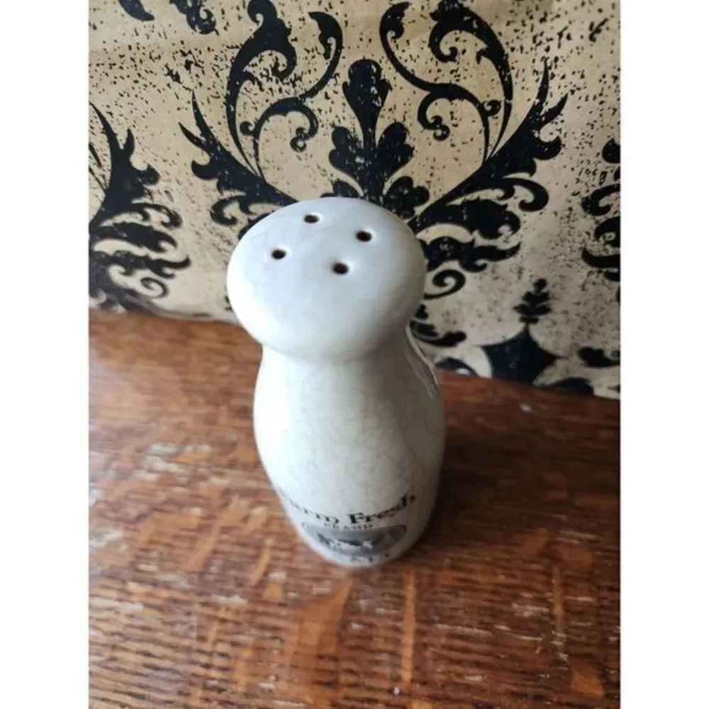 Vintage Milk Jug Salt Shaker FARM FRESH BRAND Pottery 5